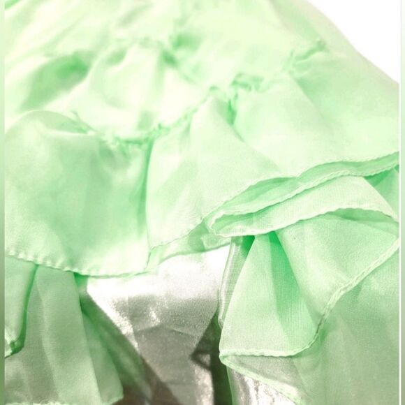 Mac Duggal Green Ruffled Organza Hi-low Evening Formal Dress Slit Plus 12W NWT - Picture 6 of 10